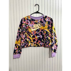 Nike Paint Print Cropped Sweatshirt